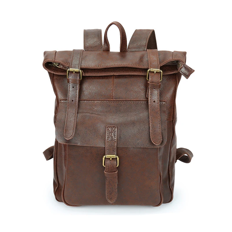 Классический рюкзак из натуральной кожи Mochila Большой Вместительный 100% коровьей
