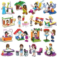 6pcslot girls friends building blocks elsa pop star princess emma figure bricks doll set construction toys compatible friends