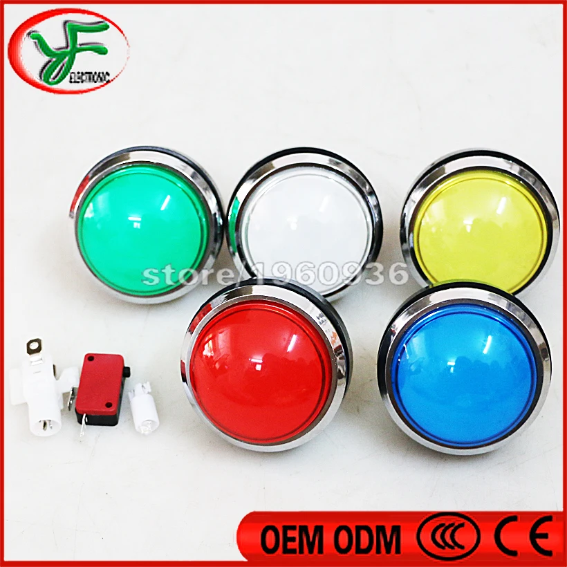 

1pcs Free shipping 60MM illuminated Arcade button Chrome puch button switch button with Micro switch 12V led lamp