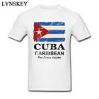 Мужская Винтажная футболка с изображением флага Кубы, белая Повседневная футболка из хлопчатобумажной ткани, 2017