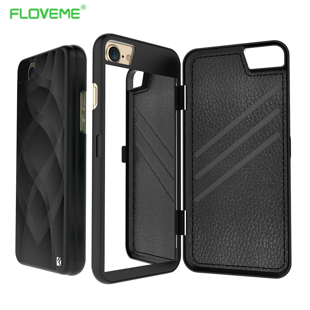 FLOVEME Зеркало чехол для iPhone X Бумажник слот карты крышка макияжа телефон чехлы Apple 10
