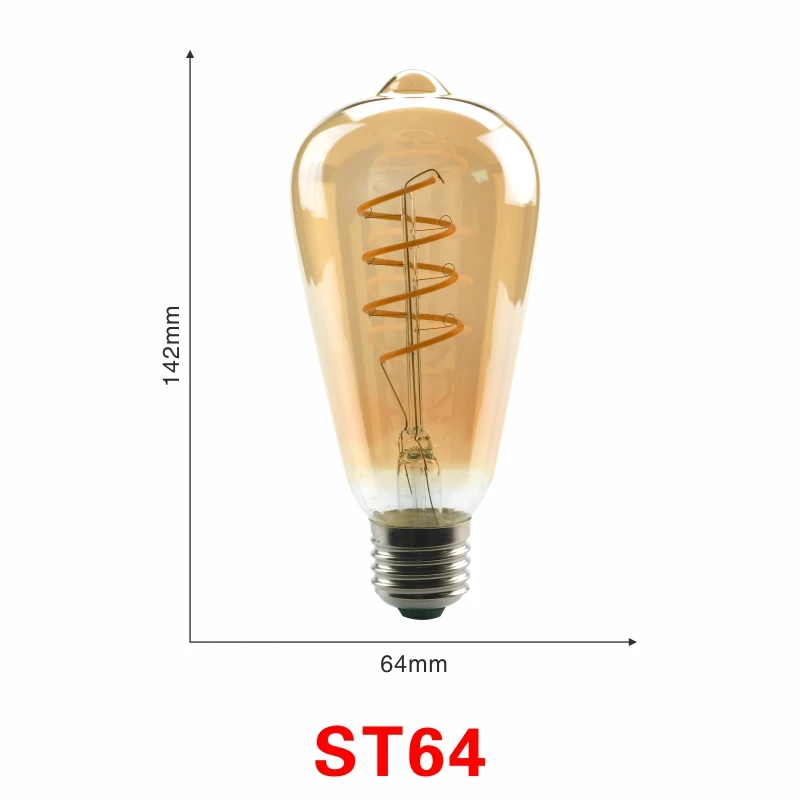 ST64 E27 4W LATTUSO 220V Ретро Винтаж светодиодный спираль лампа накаливания светильник лампочка 2200K 4W 40W светодиоидная лампа с регулируемой яркостью Эдисон лампы C35 T45 A19 A60 ST64 G80 G95 G125 - Цвет: ST64 E27 4W
