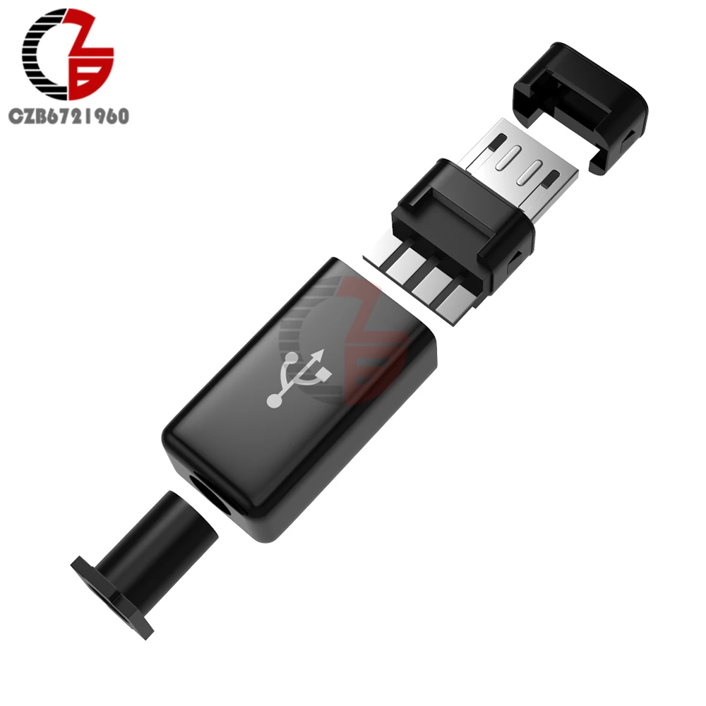 50 шт. Micro USB штекерные разъемы DIY наборы с чехлами черный
