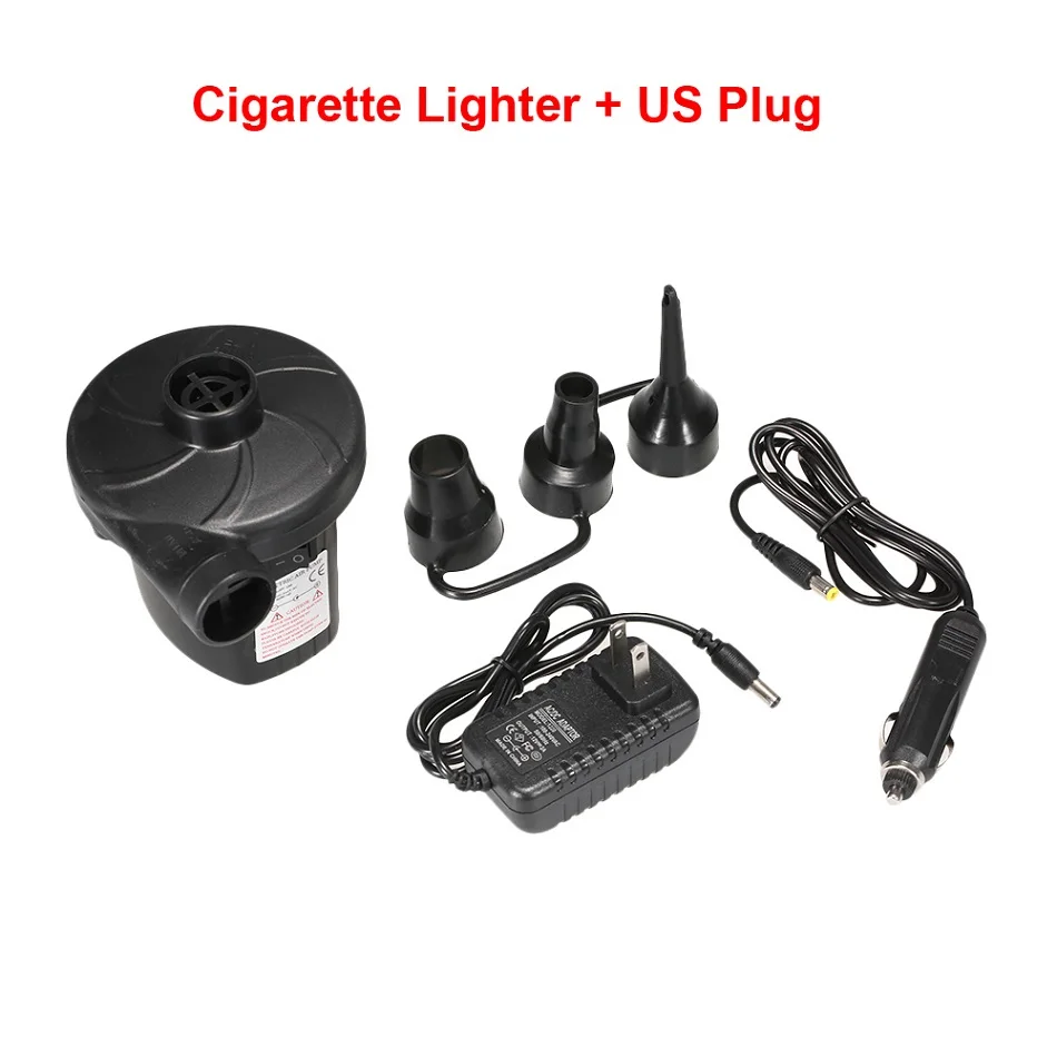 US Plug Надувной насос для домашнего использования в автомобиле, Электрический надувной матрас, насос для кемпинга, портативный насос быстрого наполнения, штепсельная вилка прикуривателя для ЕС/Великобритании/США - Название цвета: US Plug