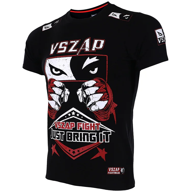 VSZAP fist fight fighting sports MMA t shirt wulin feng tai бокс трансляция короткий рукав мужские боевые