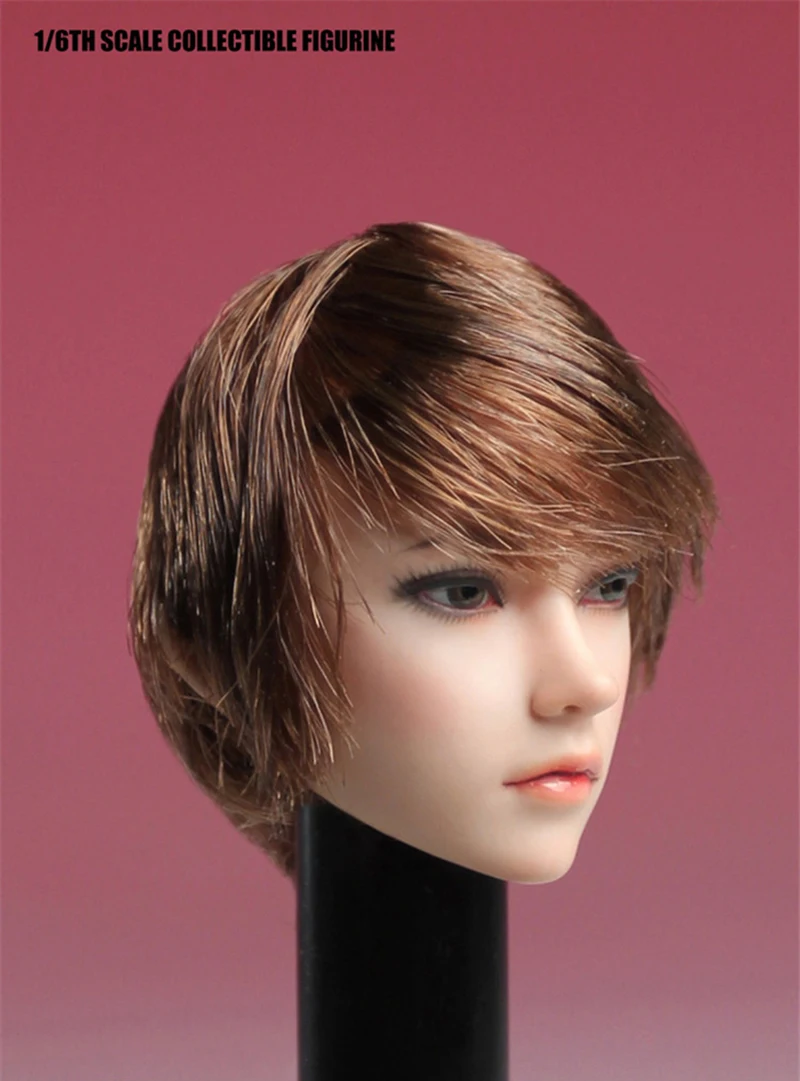 

per-sale SDH002 1/6 Scale Asia Female Brown Curls black straight short Hair Head Long Hair Fit for 12 inches Femal body