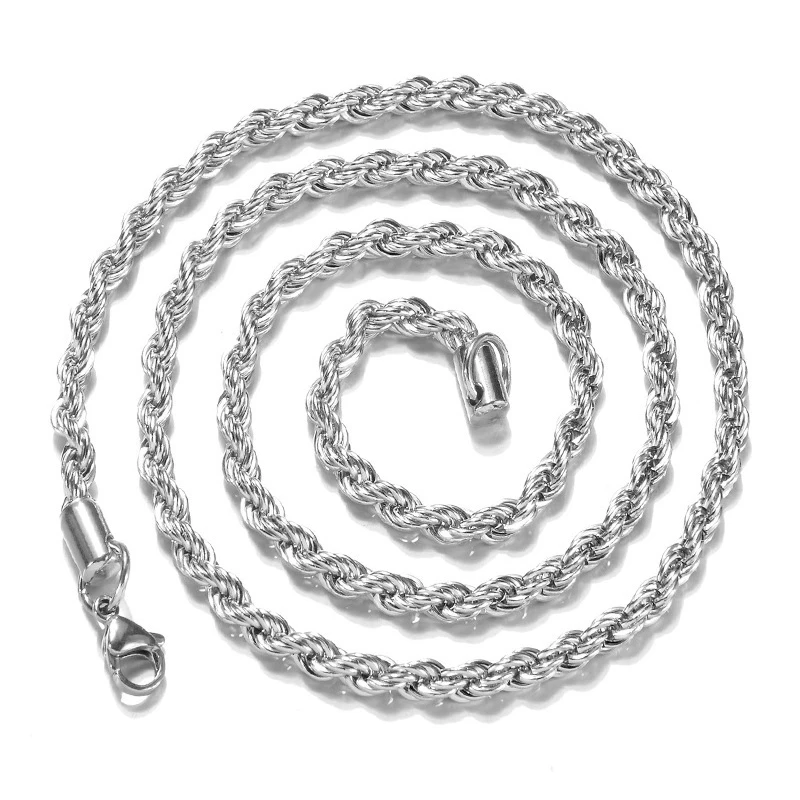 New Fashion 4mm Silver Plated Men's Rope Chain Necklace 16-24 Inch Jewelry | Украшения и аксессуары
