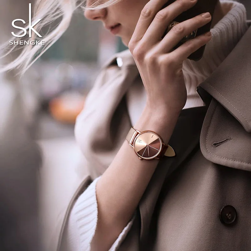 Часы SK для женщин Лидер продаж японские кожаные Наручные часы Shengke