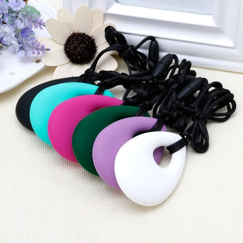 M89CSilicone Teardrop кулон детский аксессуар для прорезывания зубов Прорезыватель аутизм сенсорная Жевательная 6 цветов