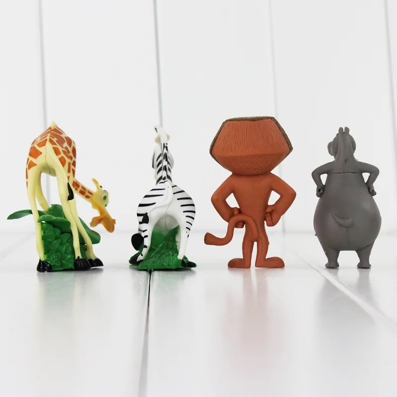 4 шт./лот Фильмы и ТВ мадагаскарский Алекс Глория Марти Мелман ПВХ экшн фигурка