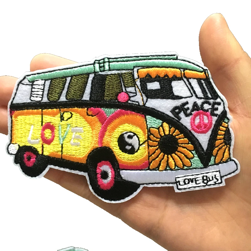 5PCS/lot Colorful Peace Bus Embroidered Iron on Patches for Clothes DIY Sewing Accessories | Дом и сад
