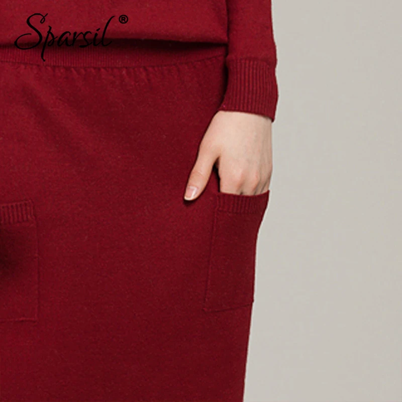 Sparsil женское осеннее шерстяное длинное трикотажное платье свитер зимнее