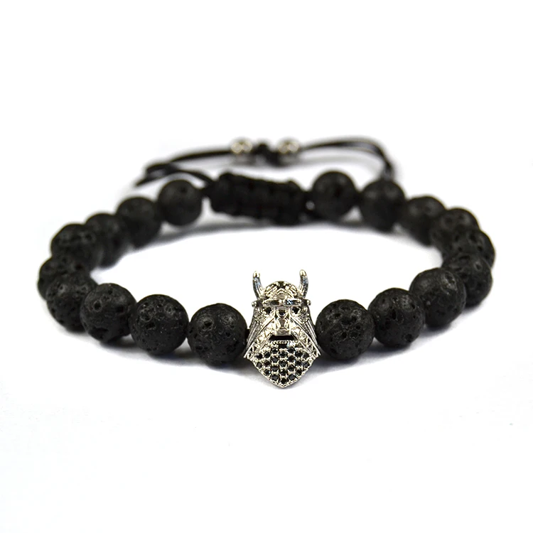 Плетеный макраме браслет для мужчин из лавового камня Pulseira Masculina ювелирные