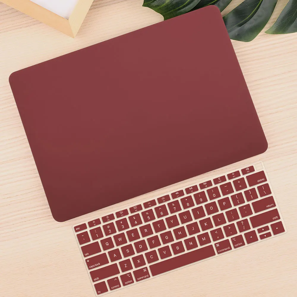 Для Macbook Air 11 12 13 A1466 A1932 Touch ID Pro retina 13," 15,4 для нового Macbook Pro 13 15 Touch Bar Жесткий Чехол для ноутбука - Цвет: Matte wine red