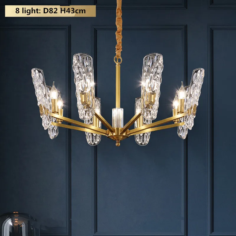 style A 8 light Американский Роскошный Золотой Металл E14 Led люстры висячие светильники Люстра для гостиной блеск Внутреннее освещение Lamparas - Цвет абажура: style A 8 light