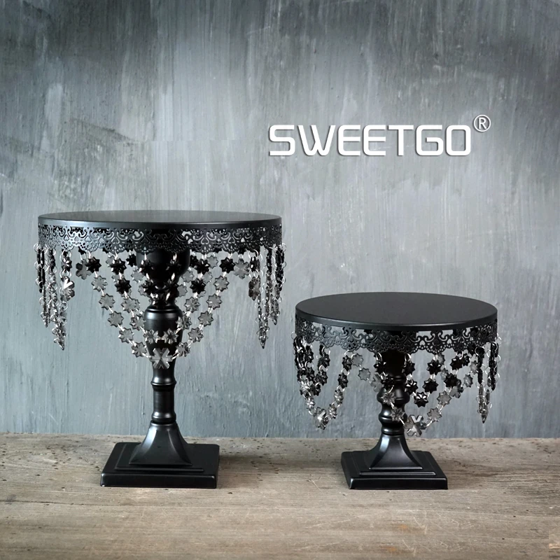 Черная Хрустальная подставка для торта SWEETGO инструменты демонстрации из помадки