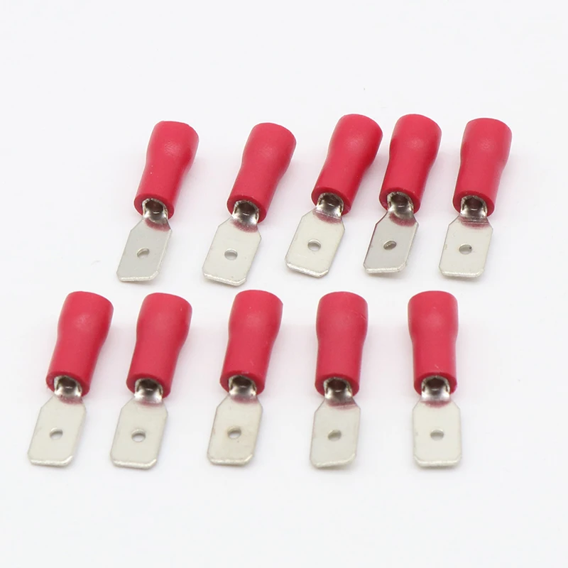 50 шт./лот красная фотооболочка Мужская Изолированная лопатка клеммы для быстрого