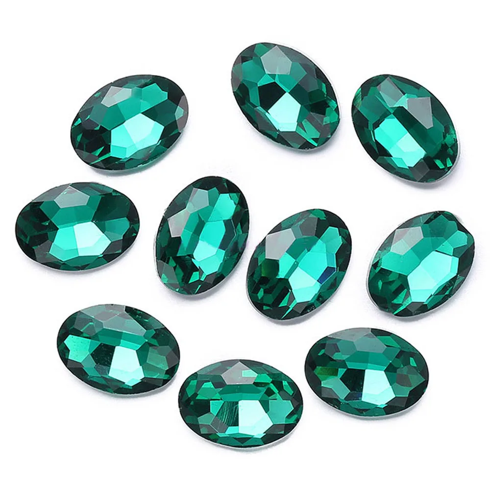 emerald Продвижение прозрачных кристаллов овальной формы для дизайна ногтей Стразы с острым носком кристаллы и камни Клей На Стразы trass для одежды обувь - Цвет: emerald