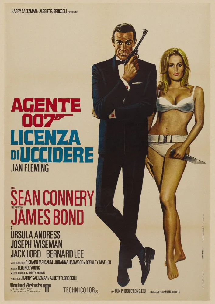 13 007 James Bond фильм плакат крафт-бумага стена коричневый ВИНТАЖНЫЙ ПЛАКАТ Бар Кафе гостиная плакаты обои домашний Декор подарок A3 - Цвет: 13