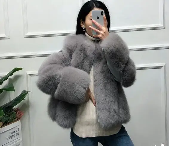 Лучшее пальто из натурального Лисьего меха, Женская куртка из натурального меха, новое пальто из натуральной кожи