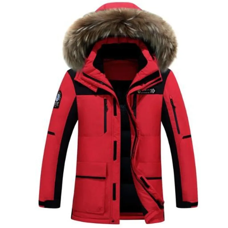 Мужской пуховик с капюшоном Повседневная утепленная куртка мехом енота на