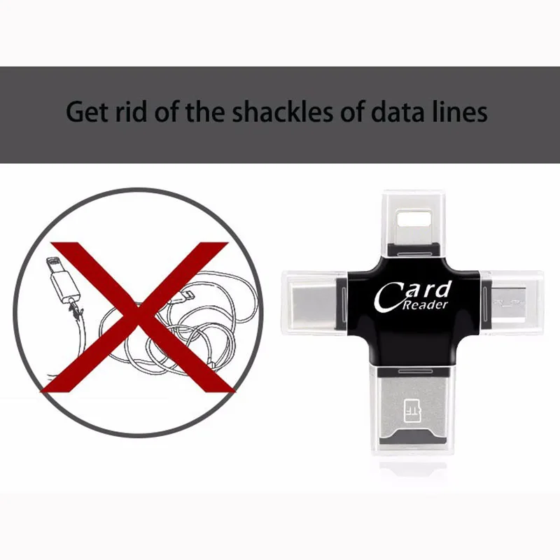 UVR 4 In 1 Office Tool Adapter Type-C/Micro USB/USB 2.0 Micro TF Card OTG for Android IPhone Type C Phone PC Data Sync |