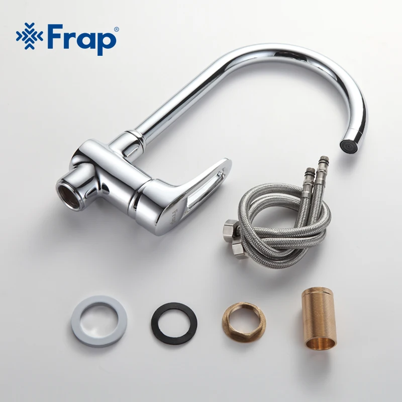 Латунный хромированный кухонный смеситель Frap с корпусом эргономичный вращение