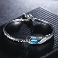 high quality fashion blue crystal loversbirthday gift 30 silver plated ladies bracelets jewelry wholesale women gift female