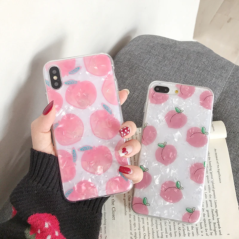 GlamPhoneCase фристиллярный розовый персиковый чехол для телефона iPhone X XS Max XR мягкий из