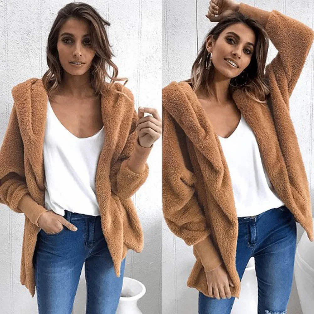 2018 женские зимние теплые толстовки пушистая куртка из искусственного меха