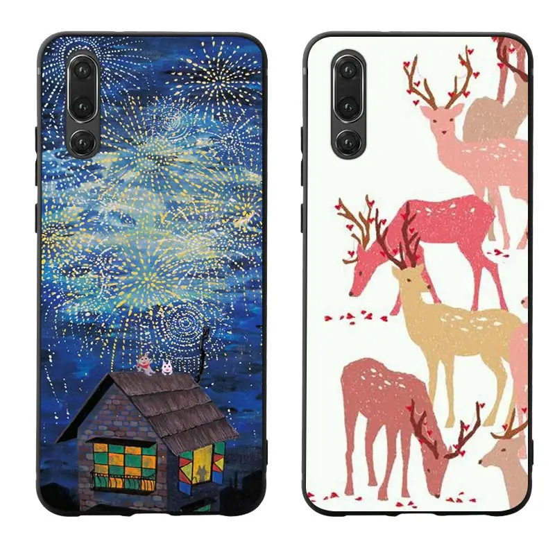 Одежда с рисунком оленя из мультфильма кот чехол для телефона принтом &quotдля huawei