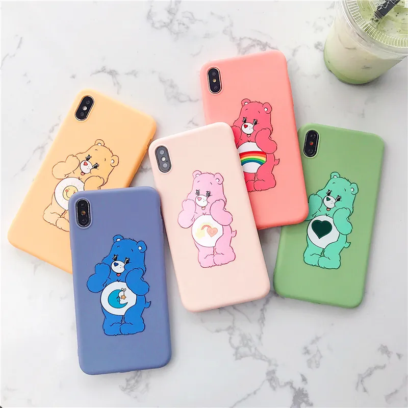 Корейский уход медведь радуга милый мультфильм чехол для Apple IPhone X XS Max Xr 8 7 6 s Plus