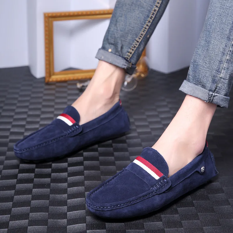 

Natural Suede Men Shoes Casual Moccasins Men Loafers Driving Shoes Slip On