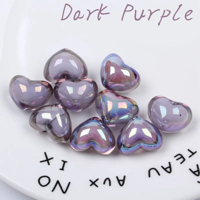 Dark purple 20 шт./упак. 19 мм Красочные «любящее сердце» трещины для изготовления украшений своими руками, Костюмы аксессуары для пошива одежды Материал детей поделок акриловые Краски бусины - Цвет: Dark purple