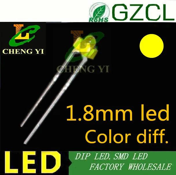 Мини 1 8 мм DIP LED Желтый диффузный индикатор led диод 2 светоизлучающий 0 В 585 595нм (CE &