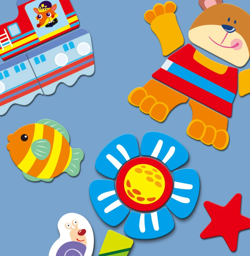 NEW Magnet Puzzle Toys Kids Educational Toys Animal Traffic Dressing Face Game Set Reusable Stickers for Children Art Draft Gift