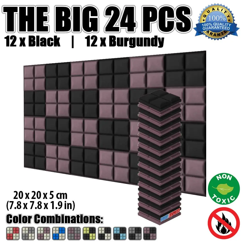 

Arrowzoom 20*20*5 cm (7.8*7.8*1.9 in) Hemisphere Grid Studio Acoustic Foam Sound Absorption Tile Panel 24 pcs Set KK1040