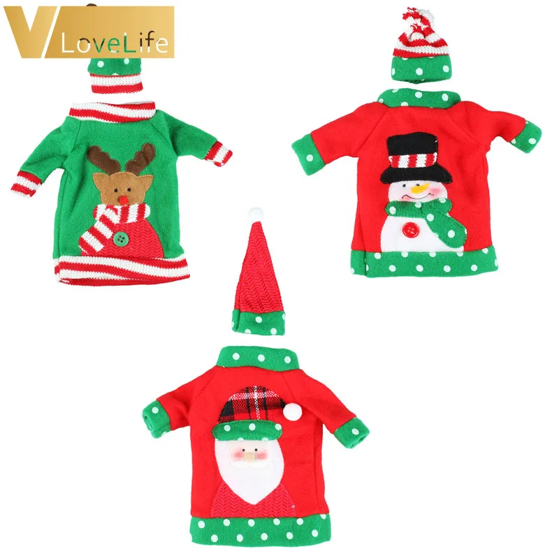 3 комплекта Рождественское украшение крышка для бутылки с красным вином набор