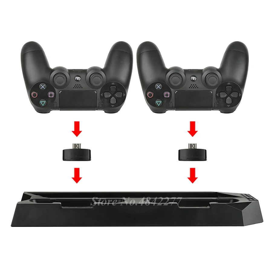 PS4 тонкий вертикальный стенд с кулер вентилятор охлаждения подставка для двух