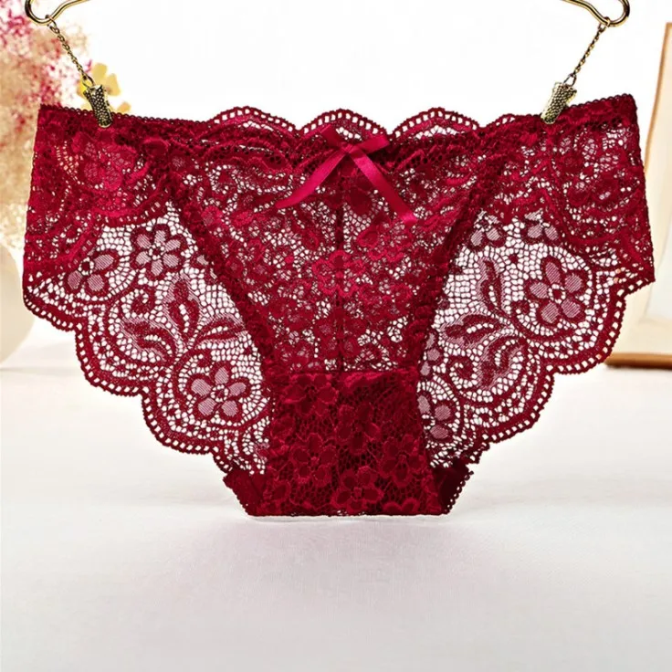Нижнее белье женское прозрачные бесшовные хлопковые кружевные трусы с низкой