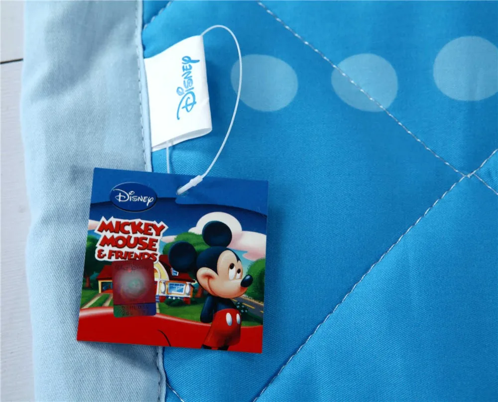 Стеганое одеяло синего цвета с Микки и Минни Маус хлопковое постельное белье