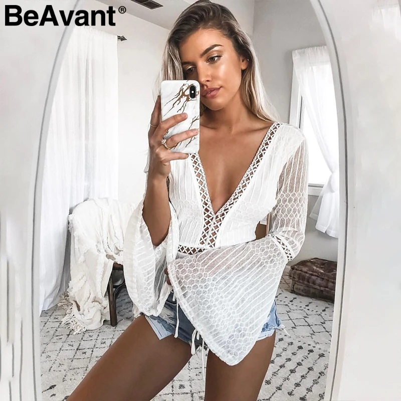 BeAvant пикантные открытое Кружевное боди 2018 В вырезом спинки тощий Боди Женщины Flare