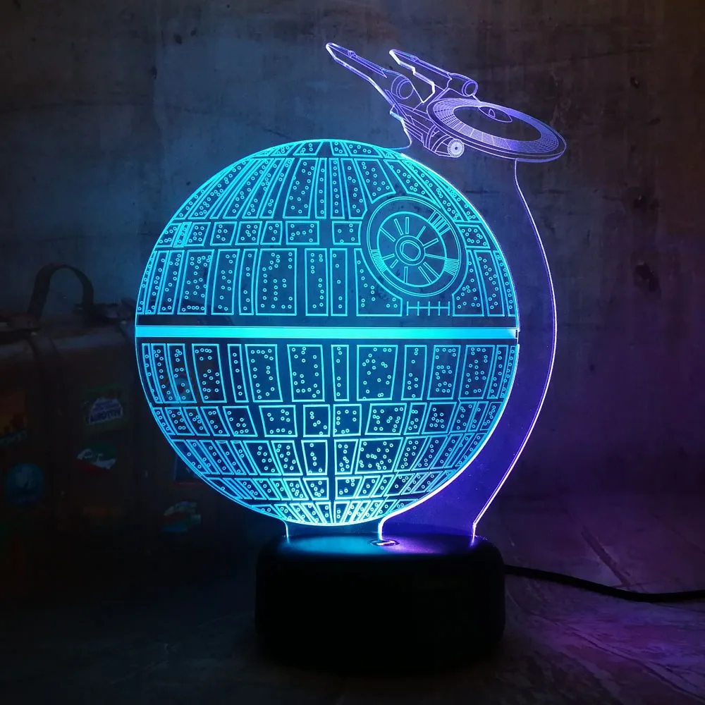 Новый Стиль Звездные войны Звезда смерти блеск 3D светодиодный RGB 7 смешанный