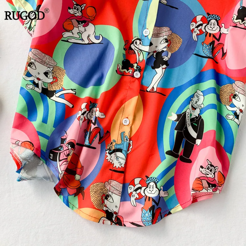 RUGOD 2019 новый смешной мультяшный принт футболка женская с отложным воротником