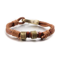 hot sell 100 hand woven fashion jewelry wrap leather braided rope wristband men bracelets bangles for women gift