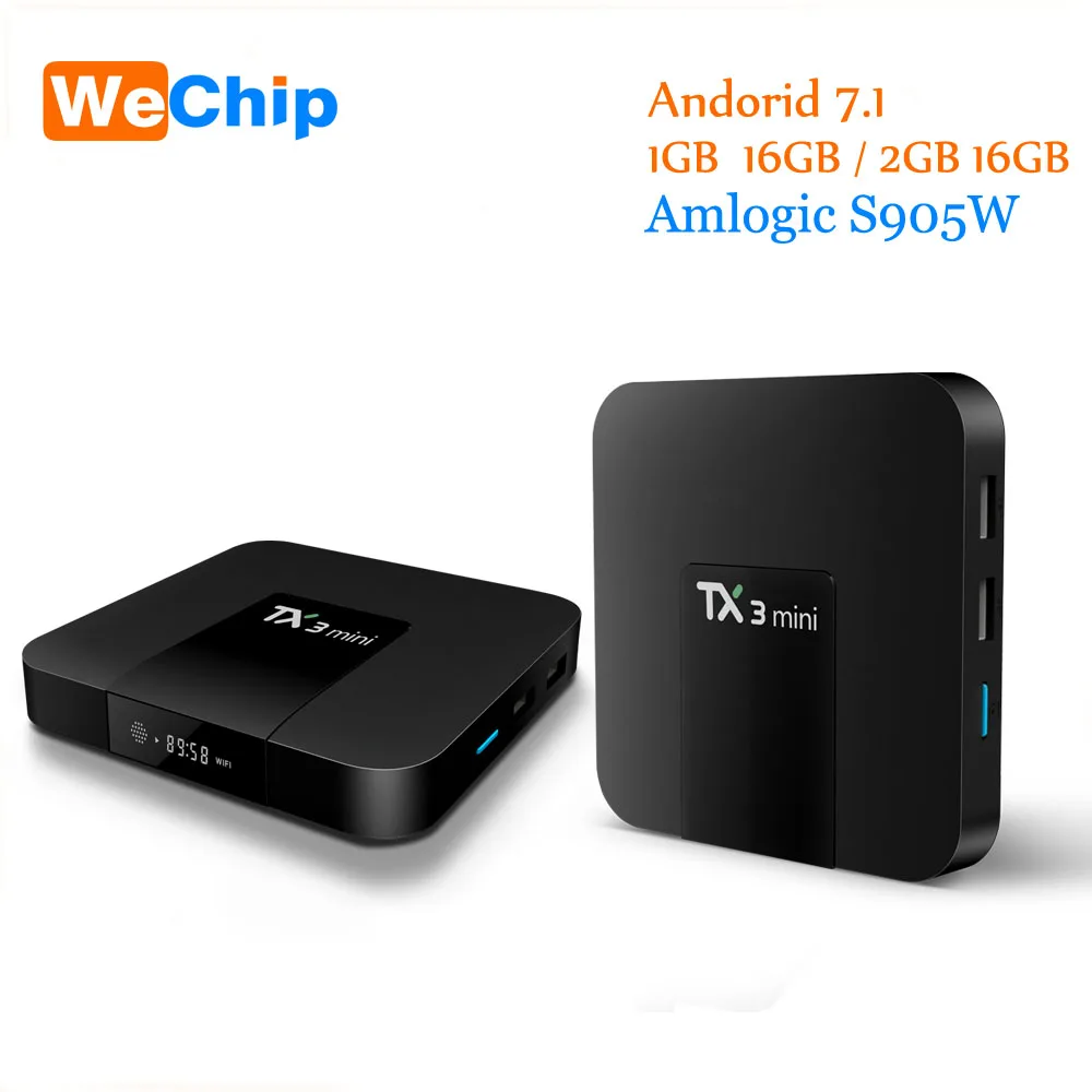 Смарт ТВ-бокс Wechip TX3 Mini на ОС Android 7 1 ГБ/2 ГБ 16 четырехъядерный процессор Amlogic S905W