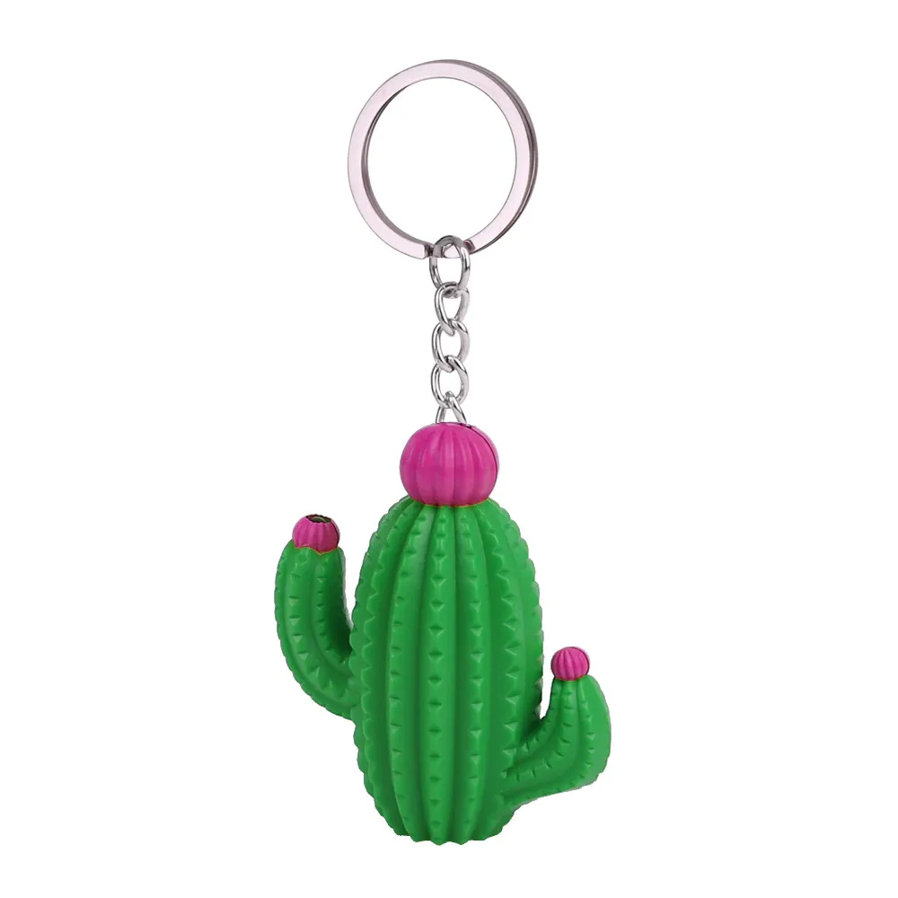 Cute Cactus Model Pendant Keychain With LED Light And Sound Keyfob Kids Toy Gift Trinket durable plastic (PVC) key ring | Украшения и