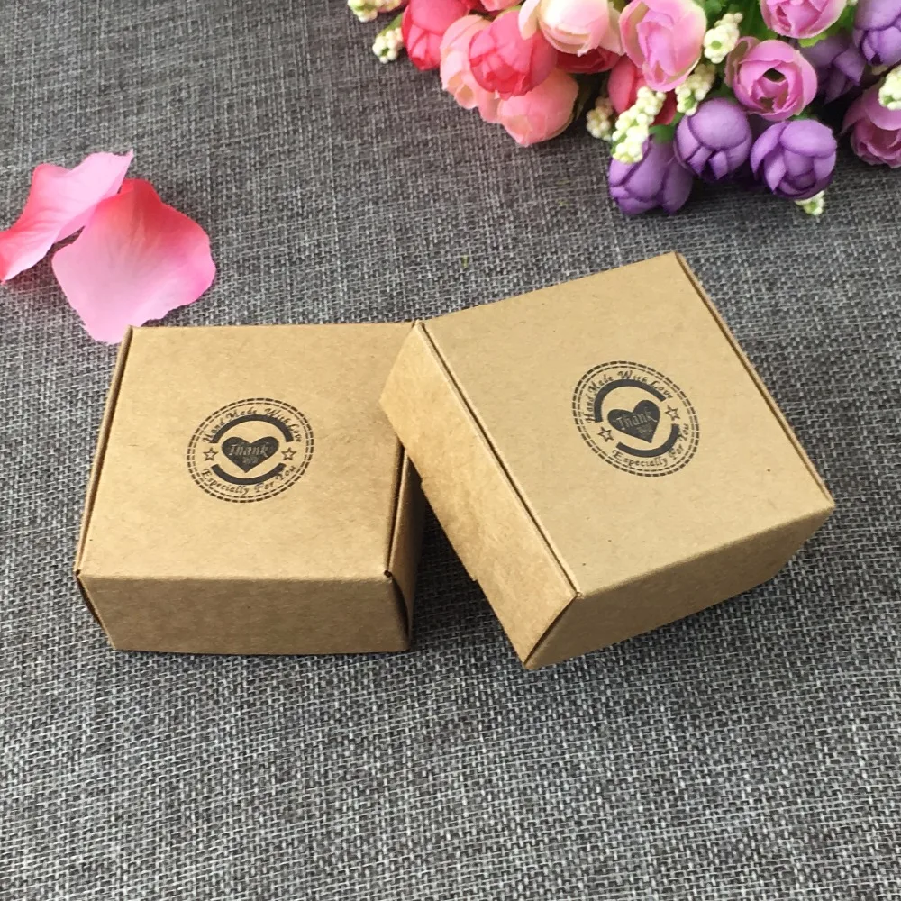50 шт./лот 6 5x6 5x3 см новые подарочные коробки из крафт бумаги с надписью love Thank You