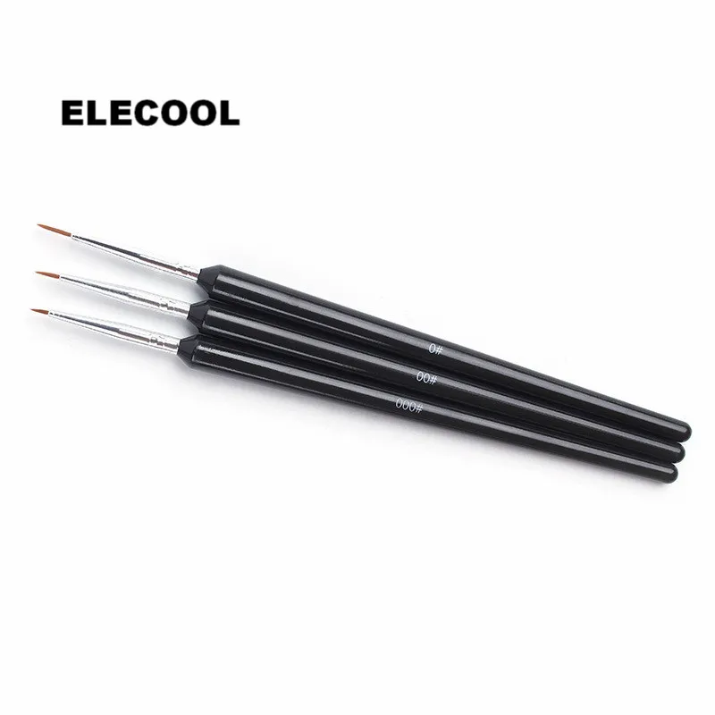 ELECOOL 3 шт. новый набор ручек для дизайна ногтей с черной ручкой Раскрашивание