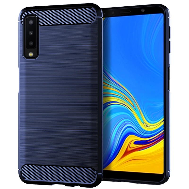 Для samsung Galaxy A7 из углеродного волокна ТПУ 2018 чехол прочный Броня мягкий для A750